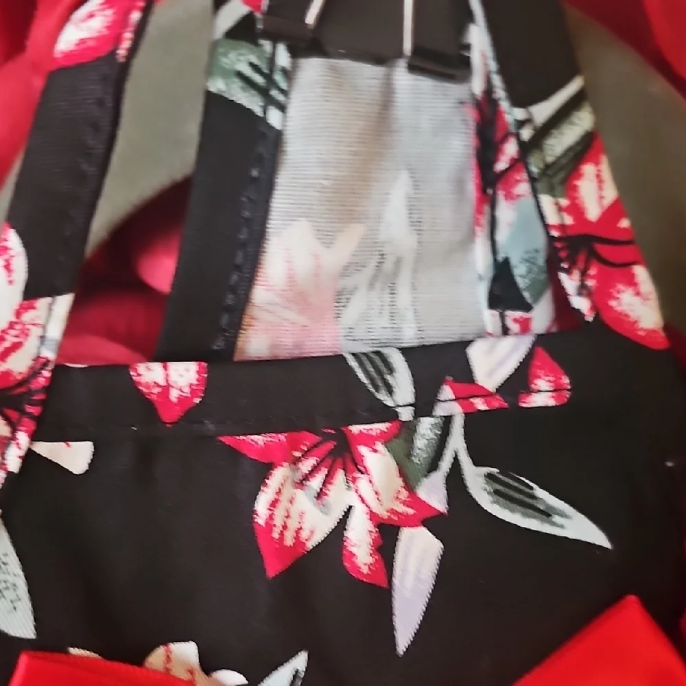 Floral Black and Red Dog Dress Size Xsmall